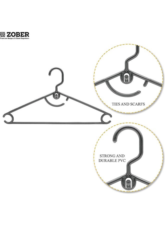 ZOBER Standard White Plastic Hangers Pack Of 50 With Strap Hooks, Durable & Slim, Light-Weight For Shirts, Pants, Dresses Hangs Upto 5.5 Lbs  - Image 4