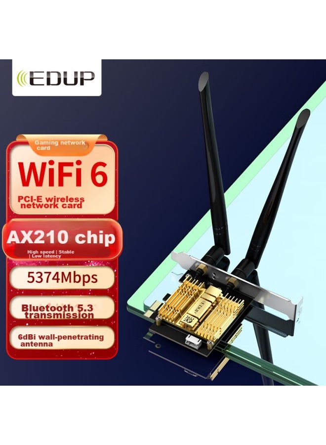 Edup Ax210 Wireless Network Adapter, Wifi 6 Dual-Band Gigabit Pci-E Wireless Network Card, Desktop-Specific 5374M Bluetooth 5.3 Two-In Wireless Wifi Receiver Ax210Gs - Image 1