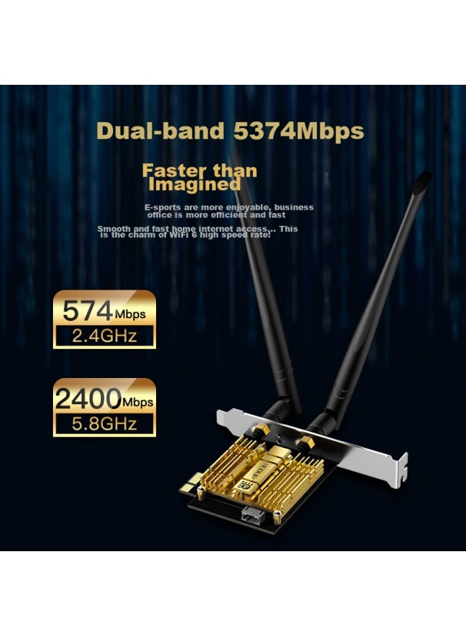 Edup Ax210 Wireless Network Adapter, Wifi 6 Dual-Band Gigabit Pci-E Wireless Network Card, Desktop-Specific 5374M Bluetooth 5.3 Two-In Wireless Wifi Receiver Ax210Gs - Image 4