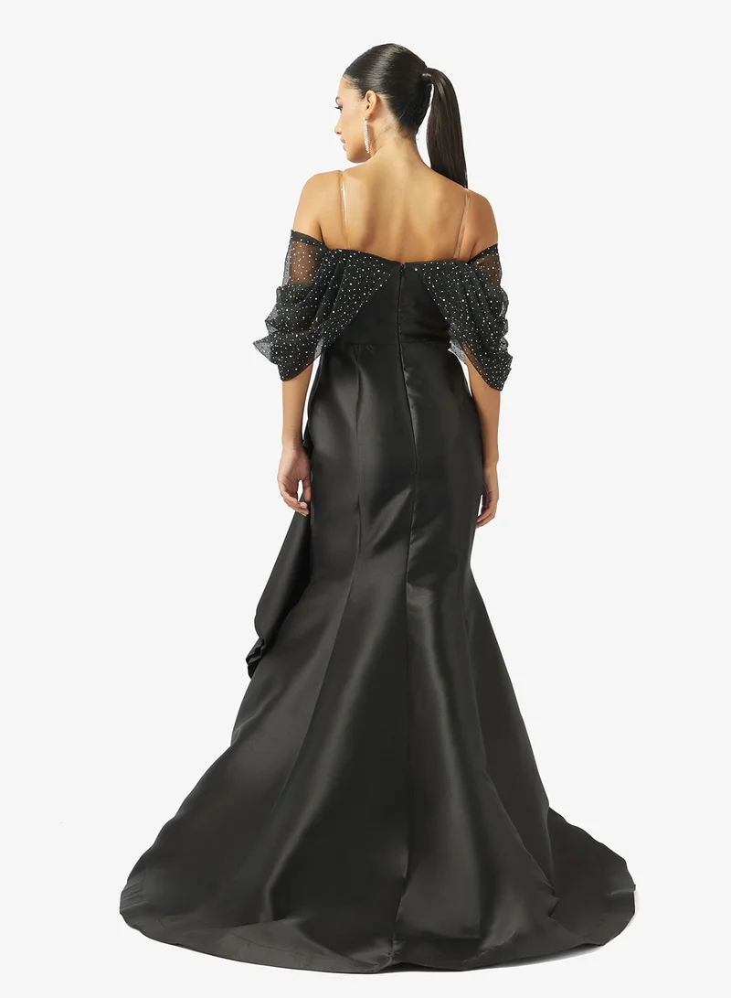 Namshi x Off Shoulder Memaid Gown With Ruffles