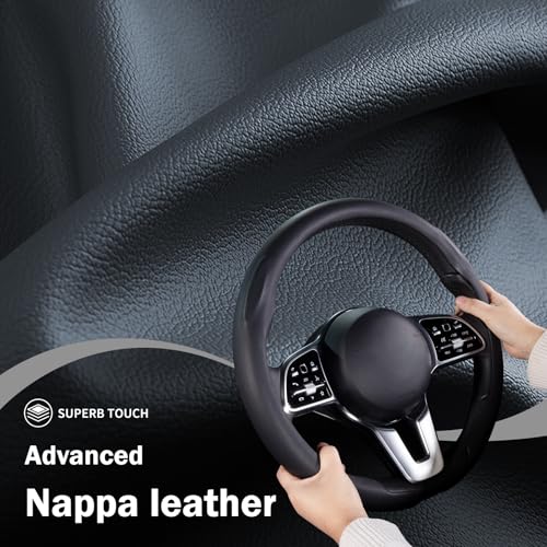 Aotoyou Steering Wheel Cover Thin Car Steering Wheel Accessories Universal Snap On Protector, Black - Image 4