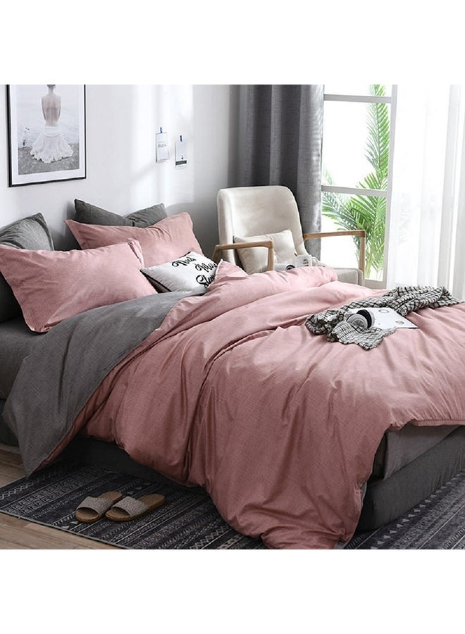 Pink Bed Cover Set, 4-Piece Soft Prewashed Duvet Cover Set, Bedroom Dormitory with Luxury Bedding Sets for All Season - Image 5