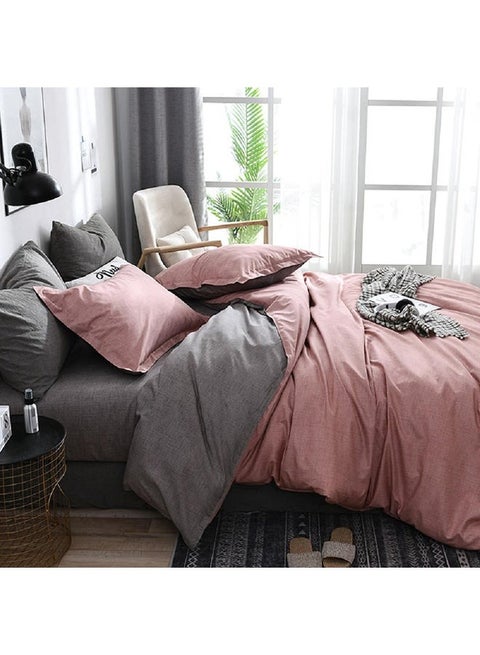 Pink Bed Cover Set, 4-Piece Soft Prewashed Duvet Cover Set, Bedroom Dormitory with Luxury Bedding Sets for All Season
