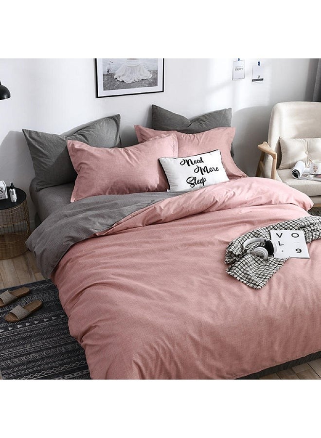 Pink Bed Cover Set, 4-Piece Soft Prewashed Duvet Cover Set, Bedroom Dormitory with Luxury Bedding Sets for All Season - Image 4