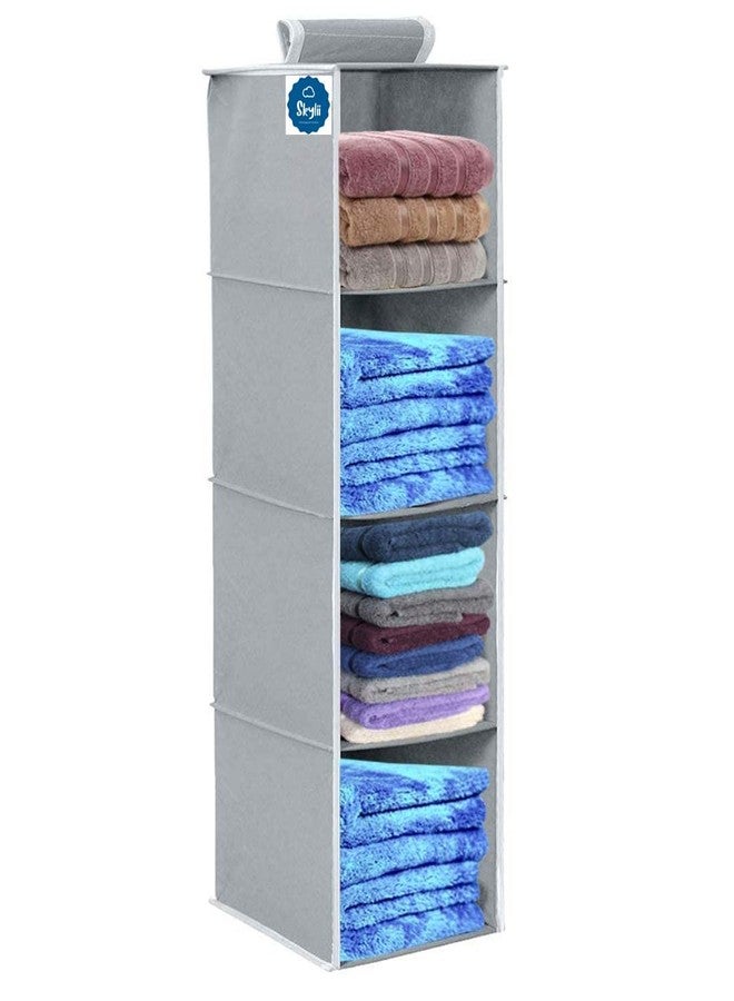 SKYLII Hanging Organizer 4 ShelvesNon Woven Foldable Wardrobe/Closet Organizer 1 (Grey) - Image 1