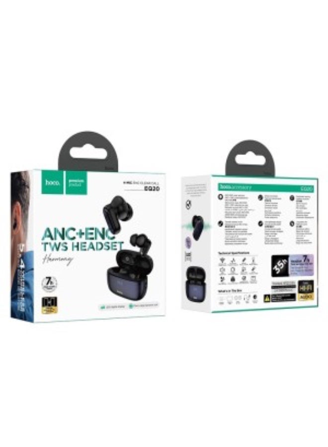 Hoco EQ20 ANC + ENC Noise Cancellation Bluetooth 5.4 Wireless Earbuds Support Dual Connect HiFi Stereo Music Sport In-Ear Earphone black - Image 5
