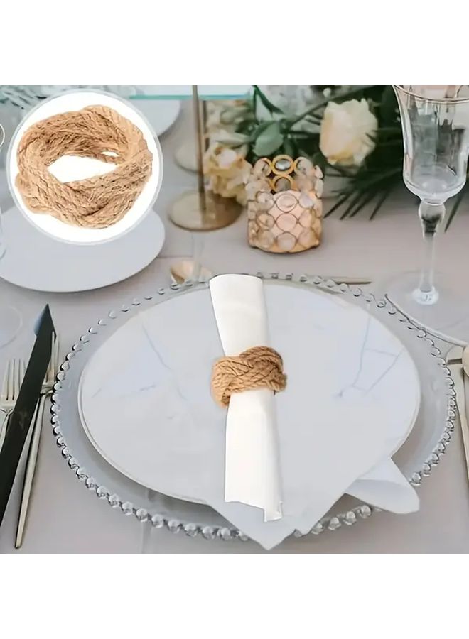 6 Pieces Handmade Jute Napkin Rings Brown Rope Napkin Holders For Table Decor Creative Tableware Accessories Universal Size Suitable For Thanksgiving Christmas Beach Party Wedding New Year - Image 4