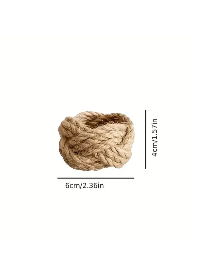 6 Pieces Handmade Jute Napkin Rings Brown Rope Napkin Holders For Table Decor Creative Tableware Accessories Universal Size Suitable For Thanksgiving Christmas Beach Party Wedding New Year - Image 5