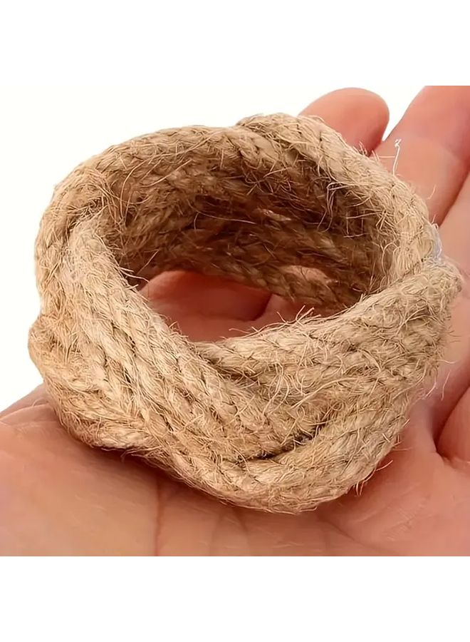 6 Pieces Handmade Jute Napkin Rings Brown Rope Napkin Holders For Table Decor Creative Tableware Accessories Universal Size Suitable For Thanksgiving Christmas Beach Party Wedding New Year - Image 3