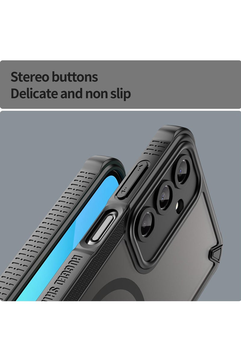 Cover For Samsung Galaxy A56 5G Armor Glaze MagSafe Magnetic Phone Case Raised edges around the screen and camera lens help prevent scratches - Black - Image 5