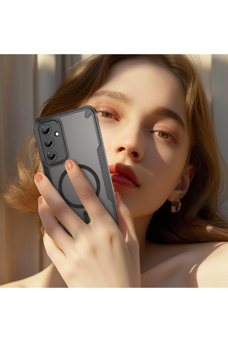Cover For Samsung Galaxy A56 5G Armor Glaze MagSafe Magnetic Phone Case Raised edges around the screen and camera lens help prevent scratches - Black - Image 2