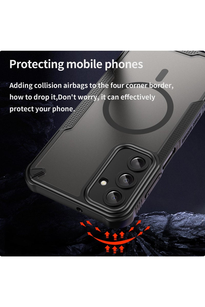 Cover For Samsung Galaxy A56 5G Armor Glaze MagSafe Magnetic Phone Case Raised edges around the screen and camera lens help prevent scratches - Black - Image 3