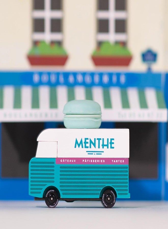 CANDYCAR® Wooden Food Truck Collection - Menthe Macaron Van, Premium Handcrafted Beech Wood Toy Car - Image 2