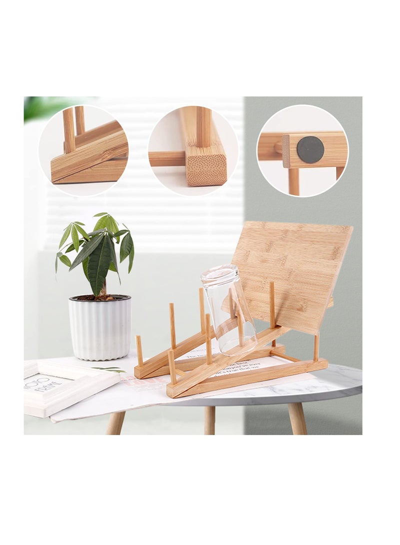 Excefore 2 Pack Wooden Dish Rack, Wooden Plate Rack, Kitchen Counter Storage Holder, Dish Drying Rack, Suitable for Plate, Cup, Pot Lid, Bowl, Cutting Board - Image 3