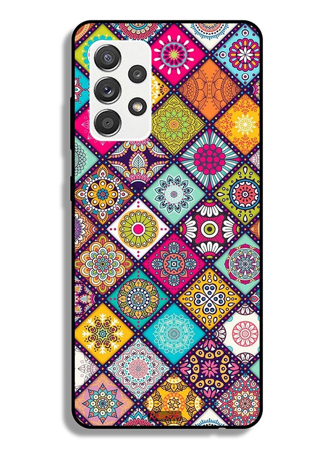 Tolwak Samsung Galaxy M32 5G Protective Case Cover Mandala Squares Pattern - Image 1