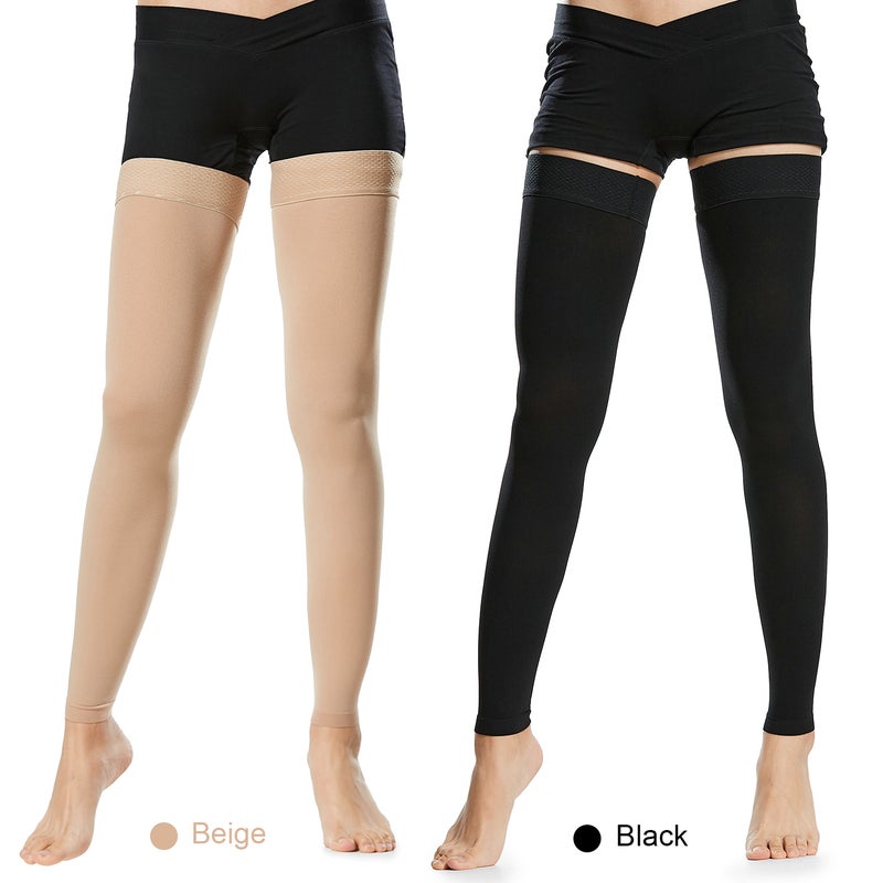 1 Pair Thigh High Socks Men Women 20-30mmHg Stockings Sleeves for Varicose Vein Swelling - Image 2