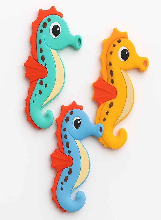 DTR Creation Seahorse Baby Teether Toy ? Blue BPA-Free Silicone Teething for Infants & Toddlers | Soft & Safe Gum Soother Chew Toy 100% Food-Grade Material - Image 4