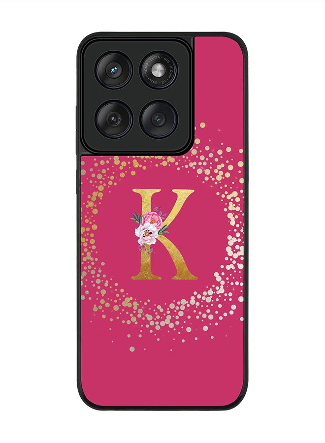 Stylizedd For Motorola MOTO Edge 60 Fusion/ Edge 60 Case,Slim fit Camera Protection, Shockproof Thin Phone cover  - Custom Monogram Floral - K ( Deep Pink ) - Image 1