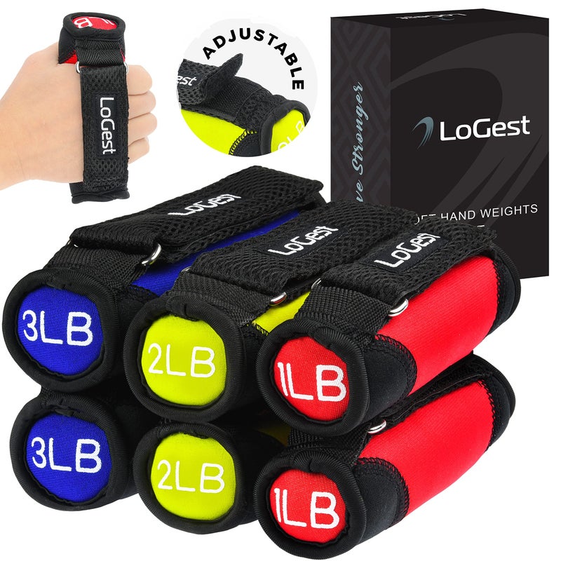 LoGest Soft Hand Weights with Adjustable Straps - Comes in 1LB Weights 2LB or 3LB 4LB - Comfortable Secure Weighted Neoprene Dumbbells with Straps for Walking Running Cardio Workout Physical Therapy - Image 1