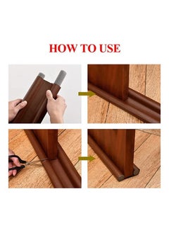LDQ Leather Door Bottom Sealing Strip Guard Sound Proof Noise Reduction Under Door Draft Stopper, Dust-Proof & waterproof for seal strip, Easy install under-Door Weather stripping(Size 95 CM) Brown  - Image 3