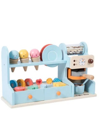 Luxury Wooden Coffee & Ice Cream Counter Playset for Kids - Pretend Play Kitchen Toy with Accessories, Perfect for Early Education and Role-Playing Fun, 46.5x25x16 cm, 4kg - view 3