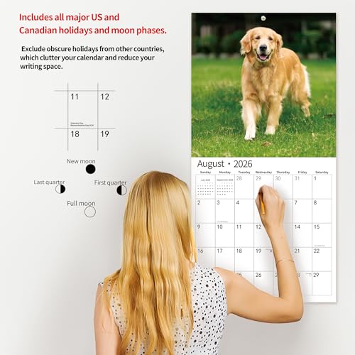 windrio 2026 Wall Calendar,Calendar 2026, November 2025 - December 2026, Wall Calendar Golden Retrievers, 12" x 24" Opened,Full Page Months Thick & Sturdy Paper for Calendar Organizing & Planning - Image 5
