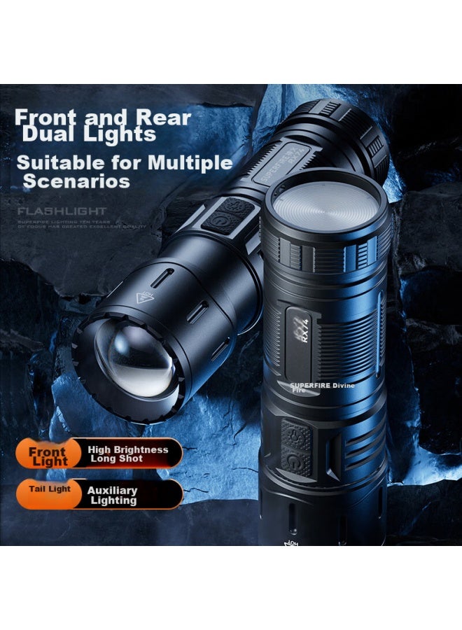 SupFire Rx74 Flashlight, High Brightness, Zoomable, Ultra-Bright, Long-Lasting, Long-Range Illumination, Military-Grade Light, Outdoor Rechargeable, Home-Specific Lamp - Image 4