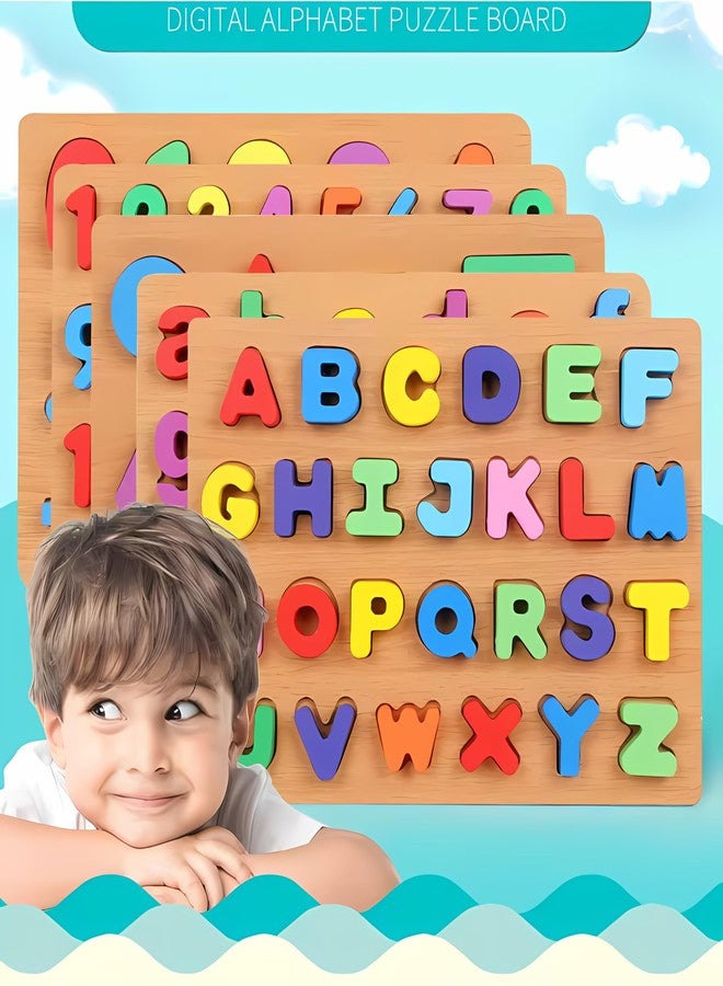 Dishvy® Toddler Wooden Alphabet and Number Learning Toys, Educational Preschool Toys, Baby Shower Gift, Set of 2 (Alphabet+Numbers Combo) - Image 4
