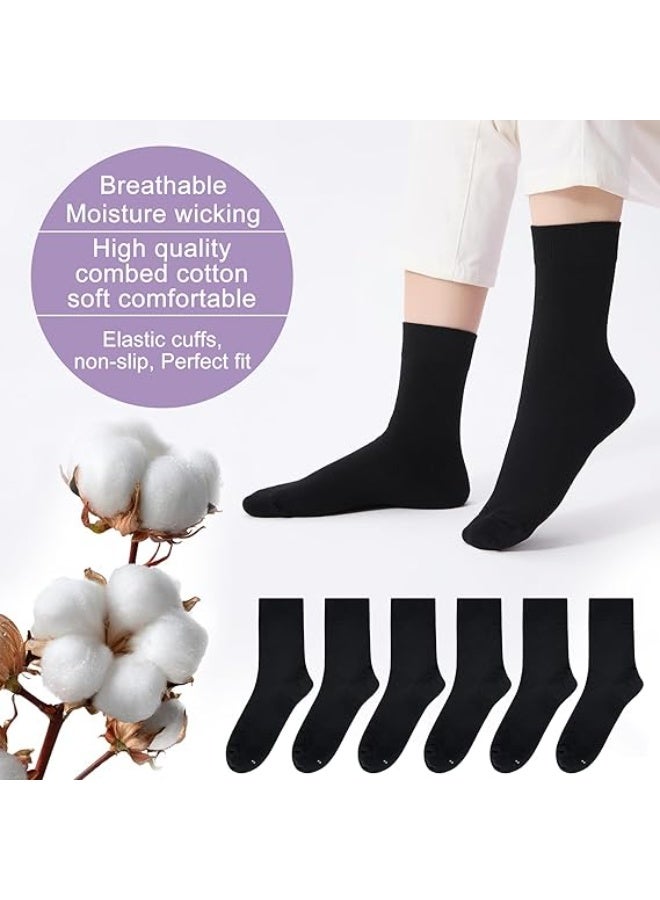 JCD Unisex Adult Athletic Crew Socks, 6 Pairs Black Cotton Moisture Wicking Non-Slip - Image 2
