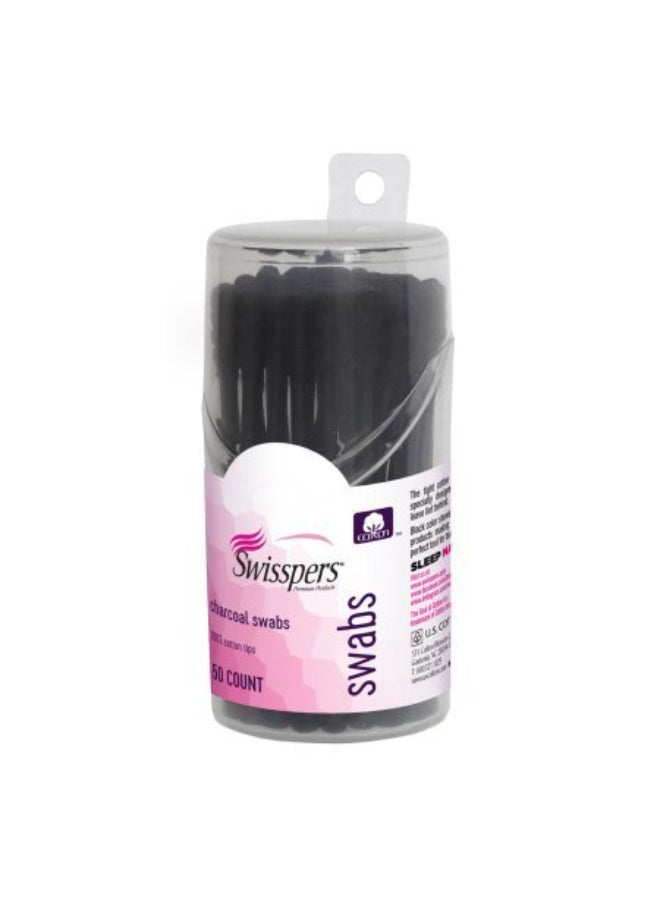Swisspers Premium Products Charcoal Swabs With Dark Black Color 100 Cotton Tips 50 Count 1 Pack For Makeup Beauty Touchups Cosmetics Removal Or Applicators For Makeup Application - Image 1