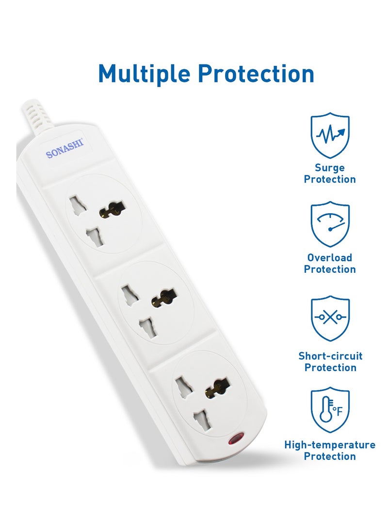 SONASHI - 3Way Universal Extension Socket with 3M Length Copper AC Cord  Featured with Indicator Light and Safety Shutter  Ideal For All Electronic Devices SES-903 - Image 1