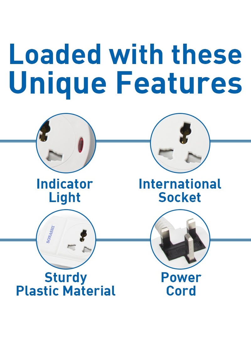 SONASHI - 3Way Universal Extension Socket with 3M Length Copper AC Cord  Featured with Indicator Light and Safety Shutter  Ideal For All Electronic Devices SES-903 - Image 1