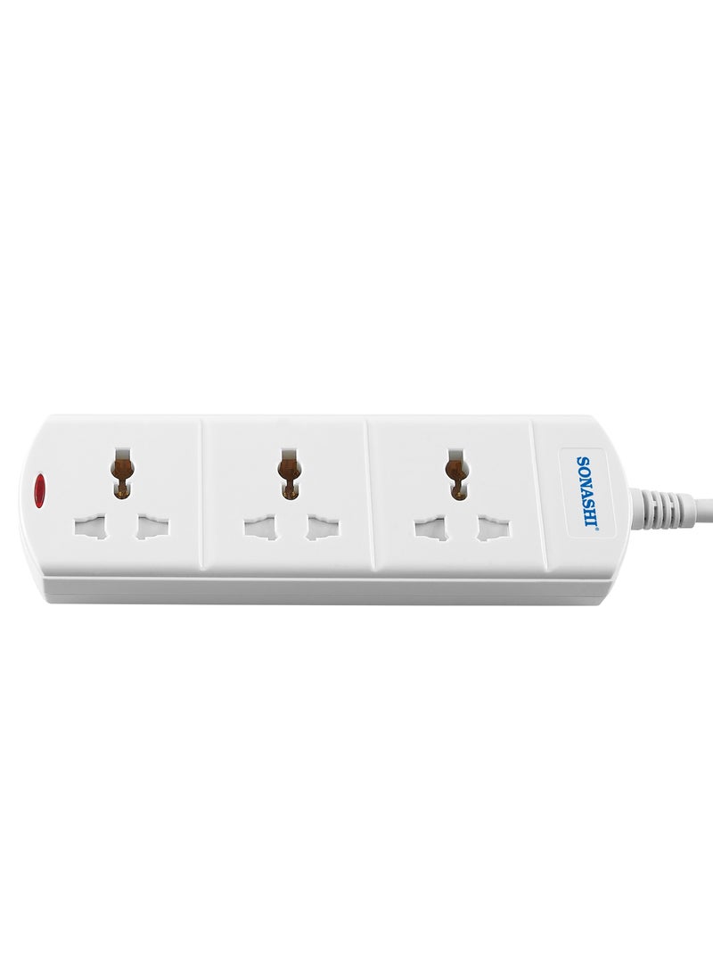 SONASHI - 3Way Universal Extension Socket with 3M Length Copper AC Cord  Featured with Indicator Light and Safety Shutter  Ideal For All Electronic Devices SES-903 - Image 1