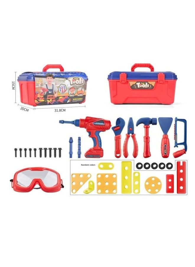 Children Play House Role Play Simulation Repair Tool Suit Boy Plastic Repair Tool Toy-Color:142450 - Image 1