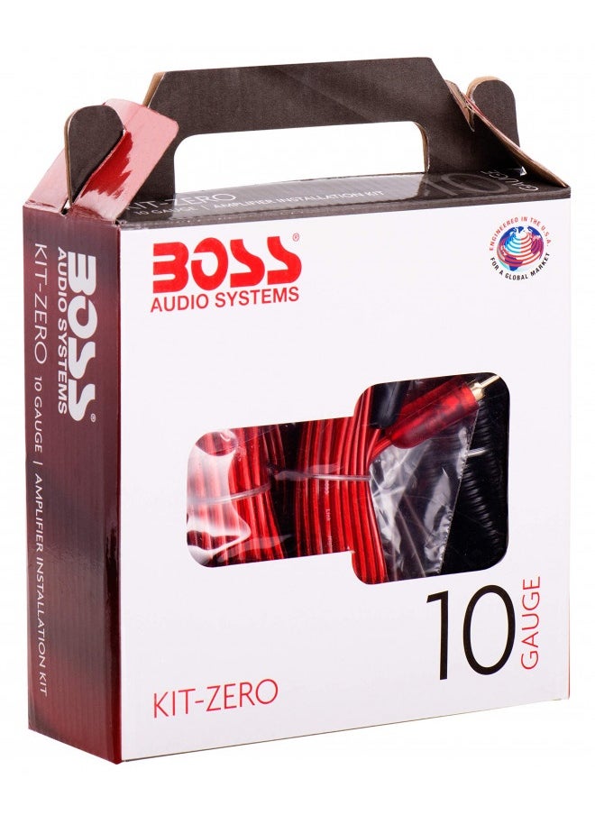 BOSS AUDIO SYSTEMS Boss Audio Systems Kit-Zero 10 Gauge Wiring Installation Kit For Car Amplifiers - A Car Amplifier Wiring Kit Helps You Make Connections And Brings Power To Your Radio, Subwoofers And Speakers  - Image 1