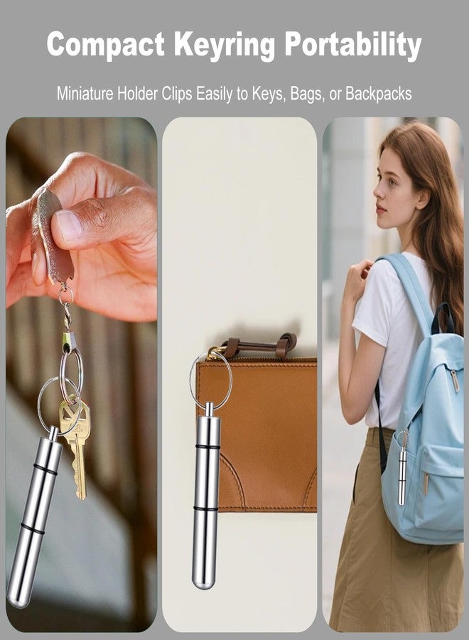 ZGGAZCA Pocket Toothpick Holder Portable Keychain Case Waterproof Aluminium Alloy Toothpick Box with Key Ring Compact Travel Holder for Toothpicks Purse Accessory Small Metal Tooth Pick Case - Image 5