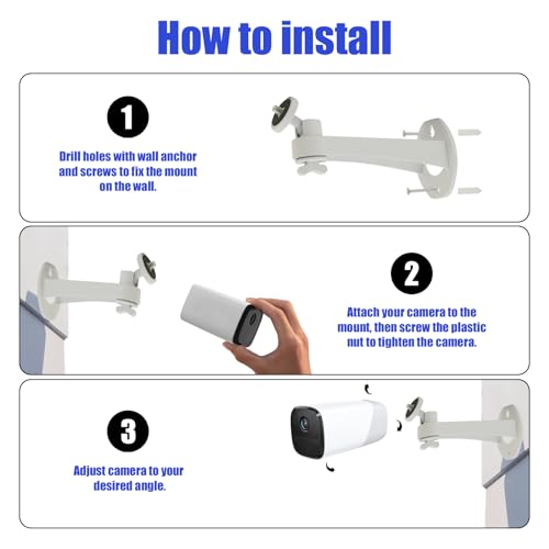 Buwesru 3Pack Extremely Long 6 in Camera Mount for eufyCam 2C/2C Pro, 3C/S300, for Ring Camera, for SoloCam S220/C210, Adjustable Wall Mount Brackets Indoor/Outdoor, Aluminum Alloy Rust-Proof and Durable - Image 5