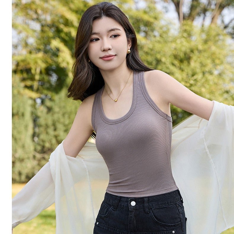 Women's Racerback Tank Top with Built-in Pads - Image 2