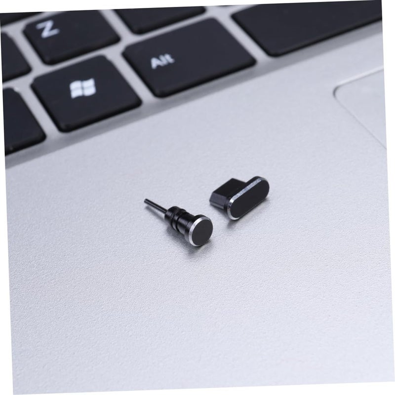 TEHAUX سدادات الغبار من نوع Micro USB، قطعتان، أسود، متوافقة مع مقبس سماعة الرأس، متينة وسهلة التركيب - Image 5
