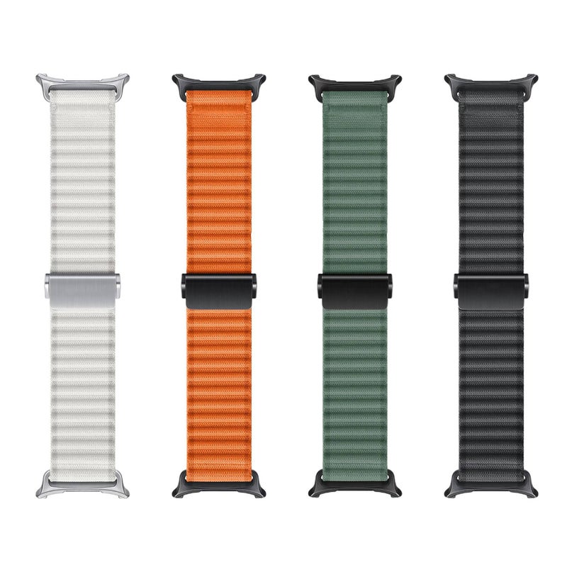سوار ساعة ذكية سوار نايلون حلقي متوافق مع Samsung Galaxy Watch Ultra بملاءمة قابلة للتعديل وحزام بديل للاستخدام اليومي باللون برتقالي قابل للتعديل خفيف الحمل للاستخدام الداخلي - Image 4