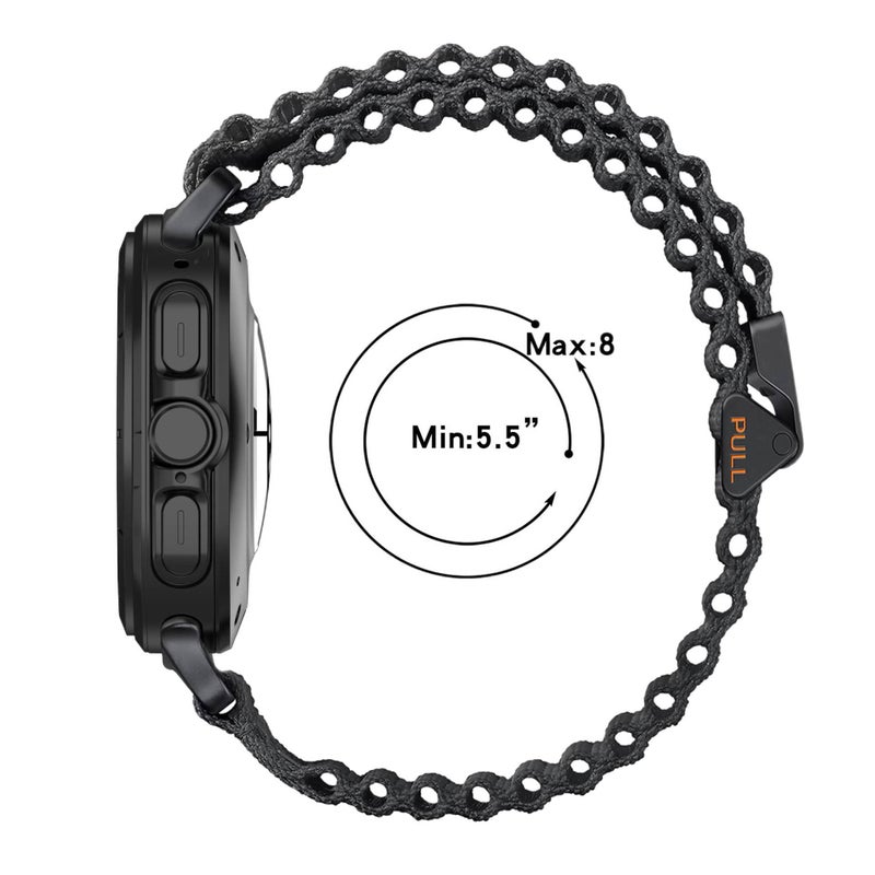 سوار ساعة ذكية سوار نايلون حلقي متوافق مع Samsung Galaxy Watch Ultra بملاءمة قابلة للتعديل وحزام بديل للاستخدام اليومي باللون برتقالي قابل للتعديل خفيف الحمل للاستخدام الداخلي - Image 5