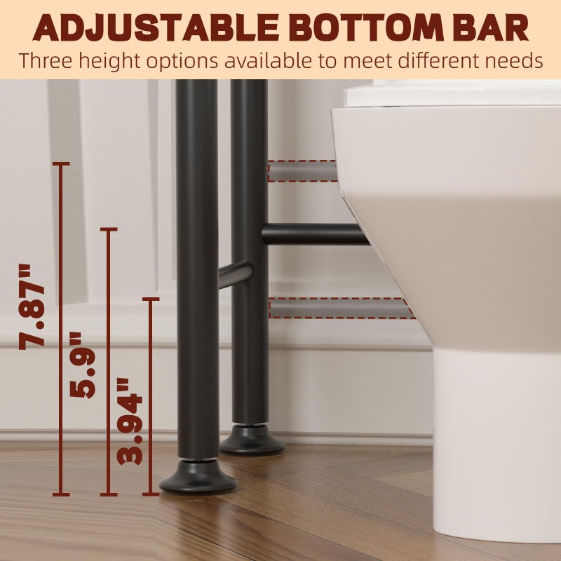 GloTika 4-Tier Over-The-Toilet Storage Rack, Bathroom Organizer Shelf Over Toilet with Adjustable Shelf, Freestanding Space Saver Bathroom Shelves Above Toilet for Room (Black-Round) - Image 5