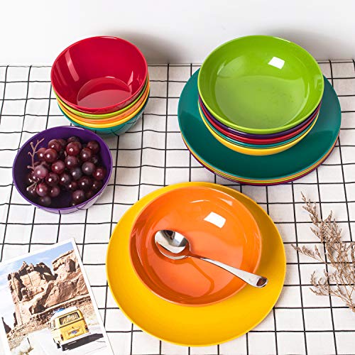 KOXIN-KARLU Melamine Bowls, 7.5-inch Pasta Bowls Salad Bowl, set of 6 in 6 Assorted Colors - Image 5