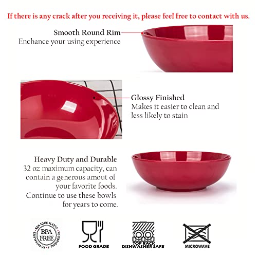 KOXIN-KARLU Melamine Bowls, 7.5-inch Pasta Bowls Salad Bowl, set of 6 in 6 Assorted Colors - Image 3