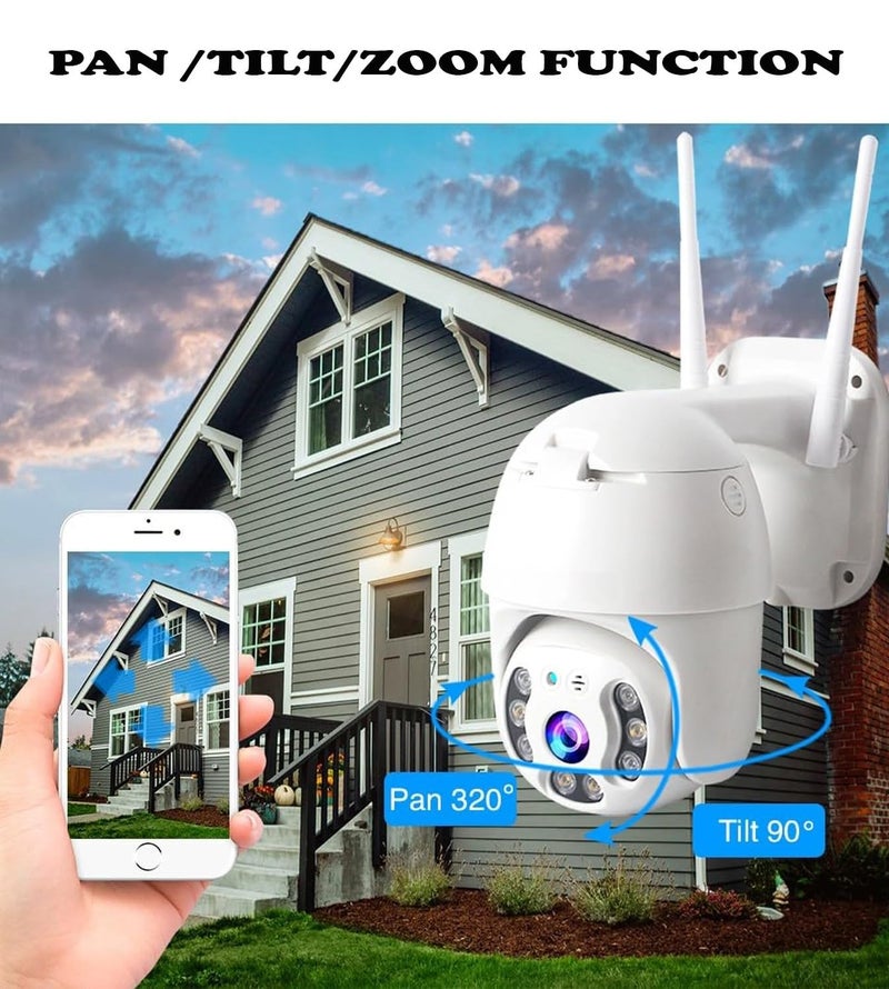 TP PLUS كاميرا مراقبة أمنية ذكية خارجية واي فاي لاسلكية بدقة 5 ميجابكسل | رؤية بالألوان | صوت ثنائي الاتجاه | تتبع الحركة | وضع الرحلة | دعم فتحة بطاقة micro SD بسعة 128 جيجابايت (كاميرا قبة K-803) - Image 2