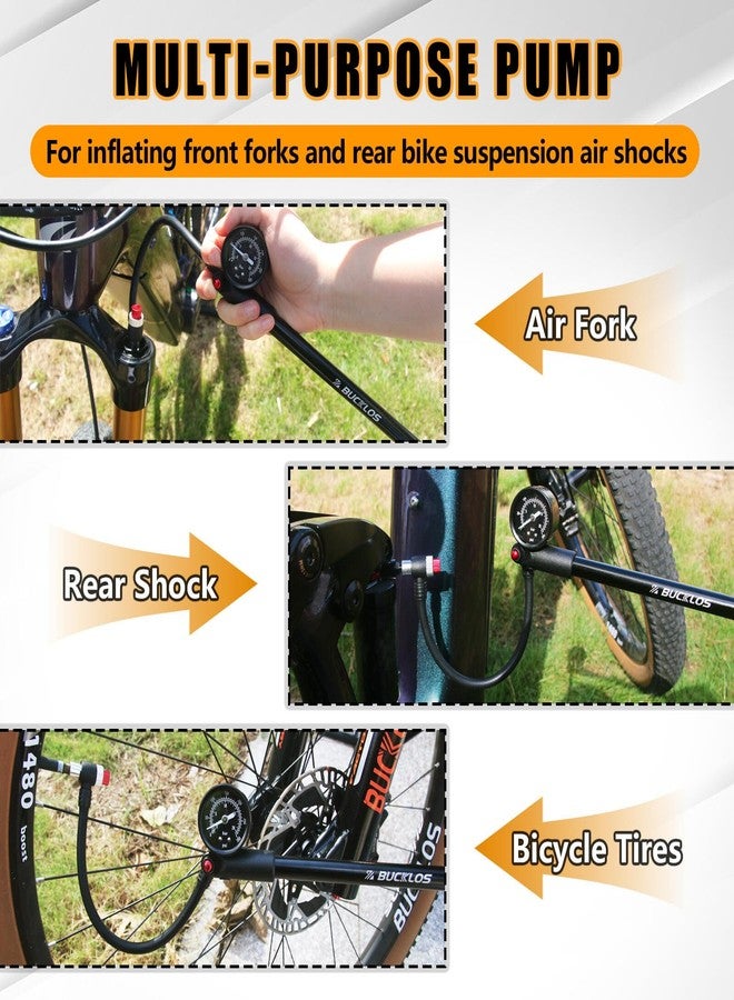 BUCKLOS Shock Pump Mountain Bike Suspension Pumps Air Fork Rear Shock 300 Psi / 400 Psi High Pressure Shock Pumps with Gauge for MTB/Road Bikes No Air Loss Schrader Valve Bicycle Tool - Image 2