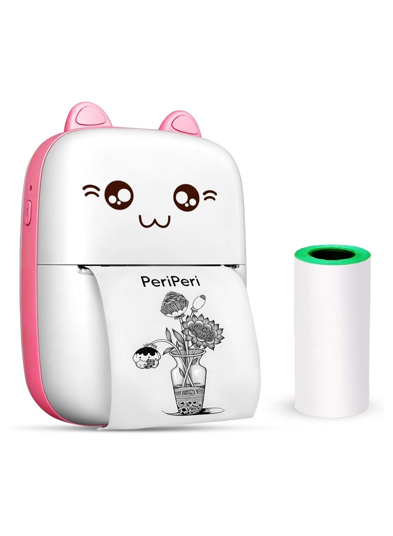 طابعة حرارية صغيرة جيب بلوتوث بدون حبر لطباعة قائمة الصور والمذكرات والايصالات وملصقات الباركود متوافقة مع iOS واندرويد - Image 1