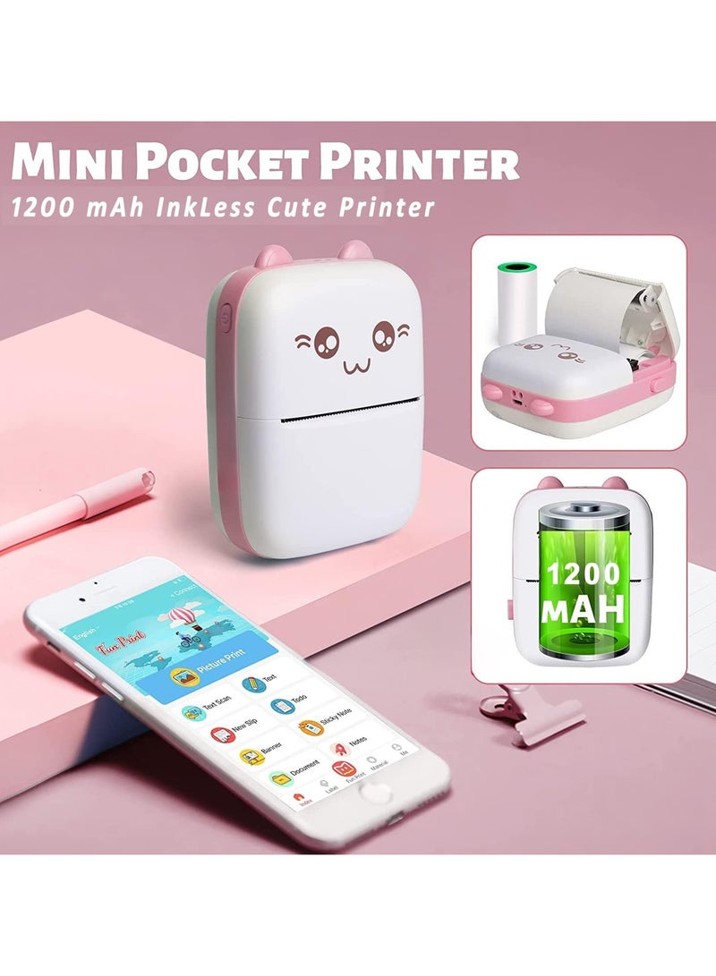 طابعة حرارية صغيرة جيب بلوتوث بدون حبر لطباعة قائمة الصور والمذكرات والايصالات وملصقات الباركود متوافقة مع iOS واندرويد - Image 2