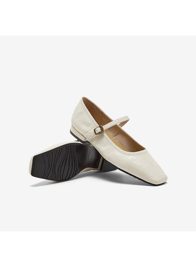 Bata Sheepskin Mary Jane Flats, Women's Spring Retro Elegant Versatile Shoes, 7091aaq5, White, Size 38 - Image 4