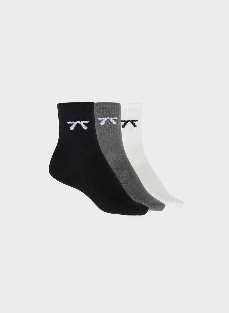 جينجر 3PK Bow Detail Crew Socks